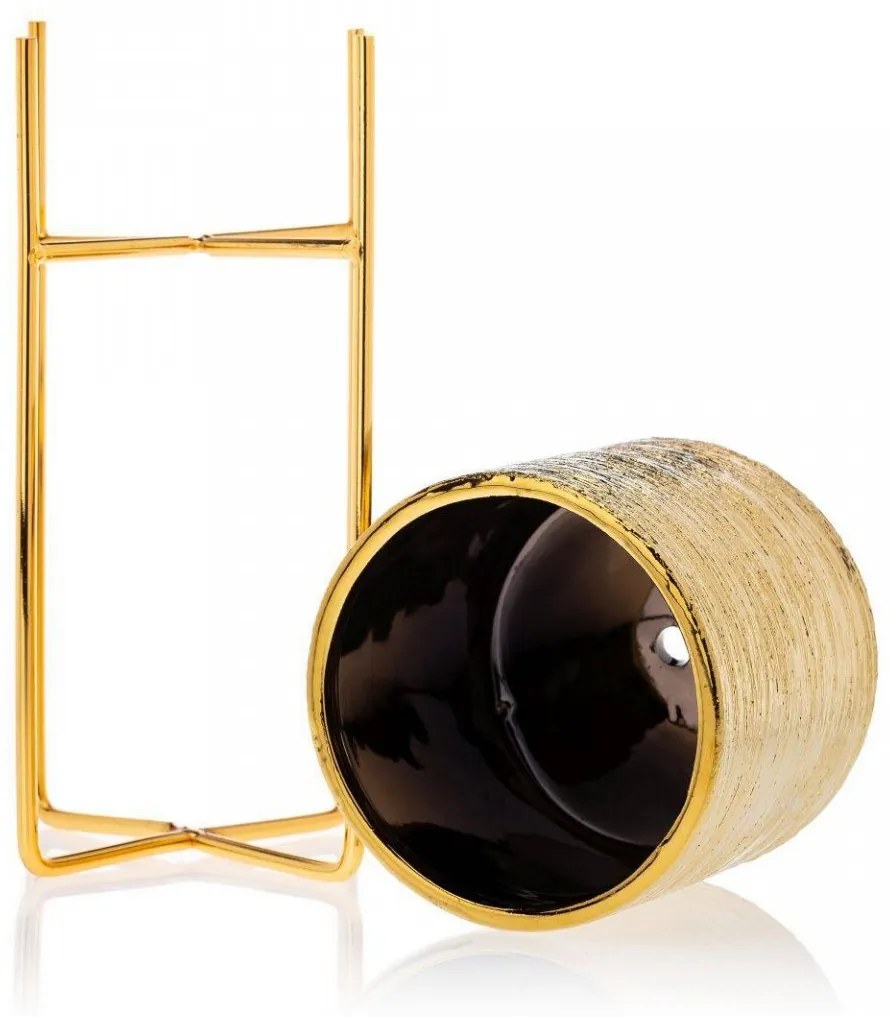 DekorStyle Kvetináč na stojane Flori 22 cm zlatý