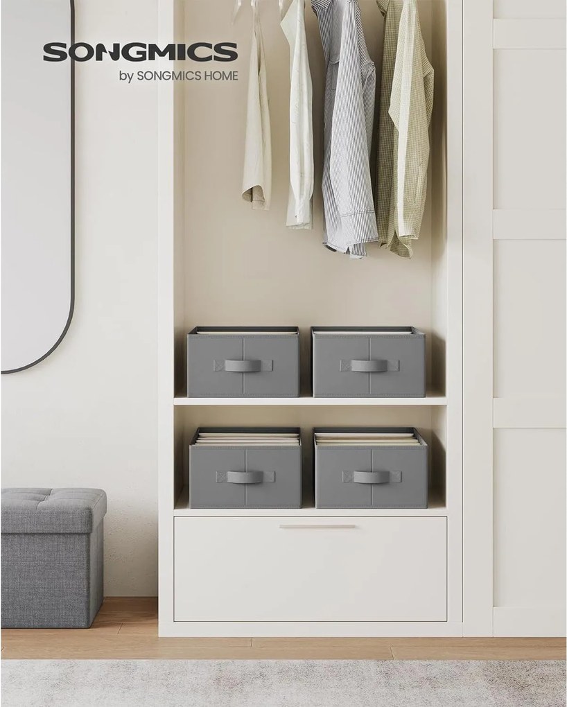 Skladací organizér, súprava 4 ks boxov, sivé