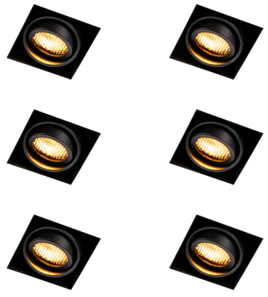 Sada 6 zapustených bodových svetiel čierna nastaviteľná bezrámiková - Oneon Honey