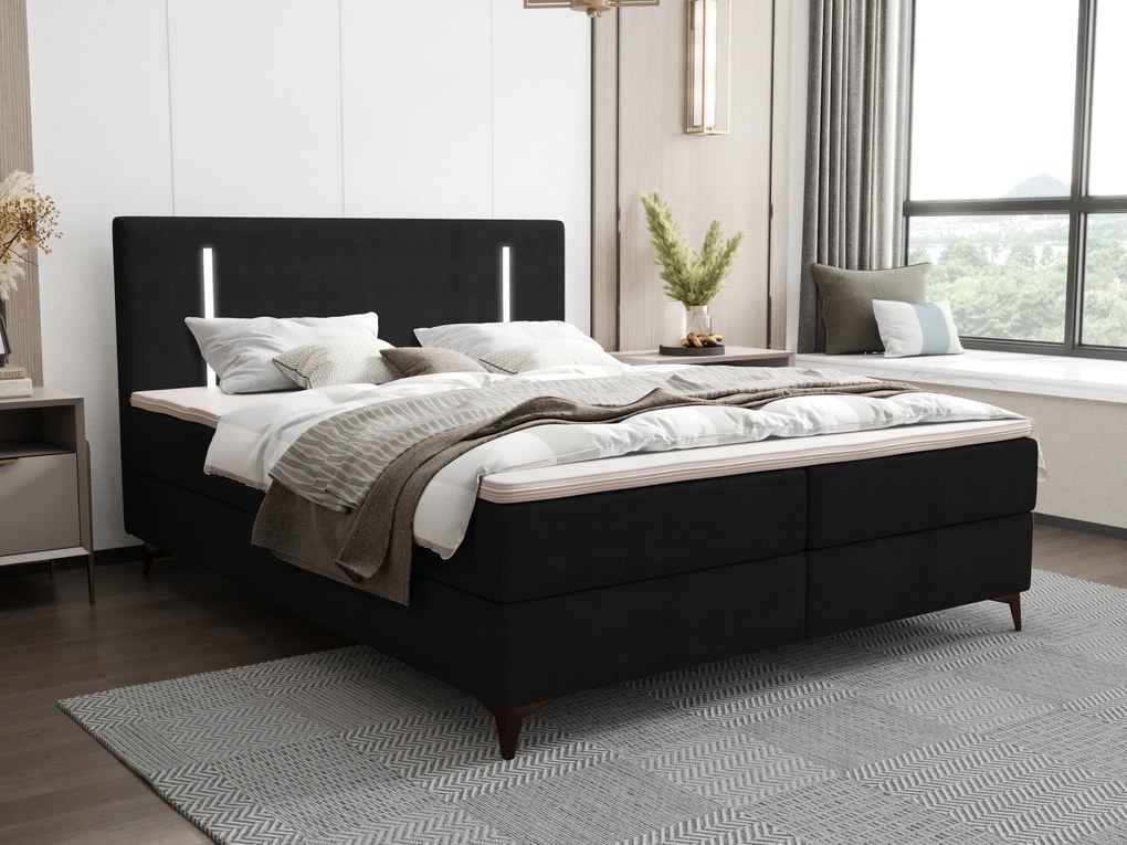 Jednolôžková posteľ 120 cm Ortega Comfort (čierna) (s roštom a matracom, s úl. priestorom) (s LED osvetlením). Vlastná spoľahlivá doprava až k Vám domov. 1082711