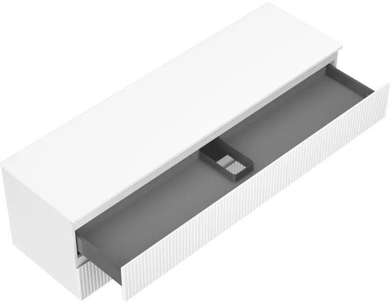Mexen Rivel, kúpeľňová skrinka 160 cm s pracovnou doskou, 2 zásuvky, drážkovaná, biela matná, 91A20-16047-2-BFFC01