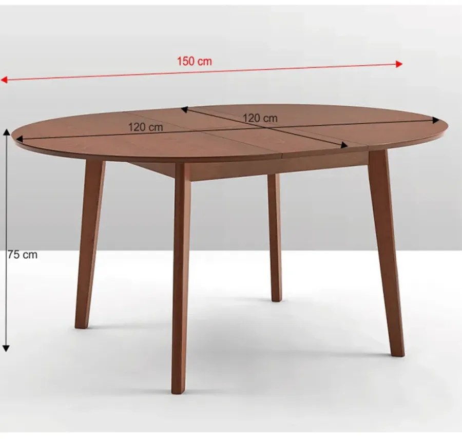 Jedálenský stôl, rozkladací, buk merlot, priemer 120 cm, ALTON