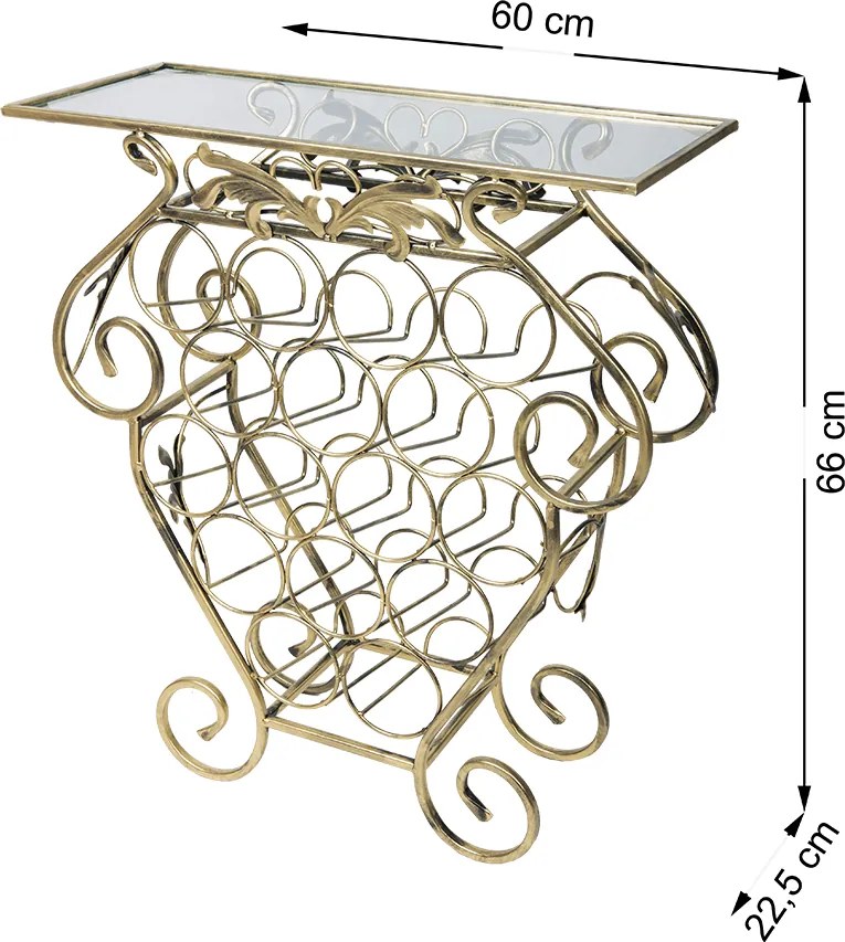 STOJAN NA VÍNO GARTH 66X60X22,5 CM ZLATÁ