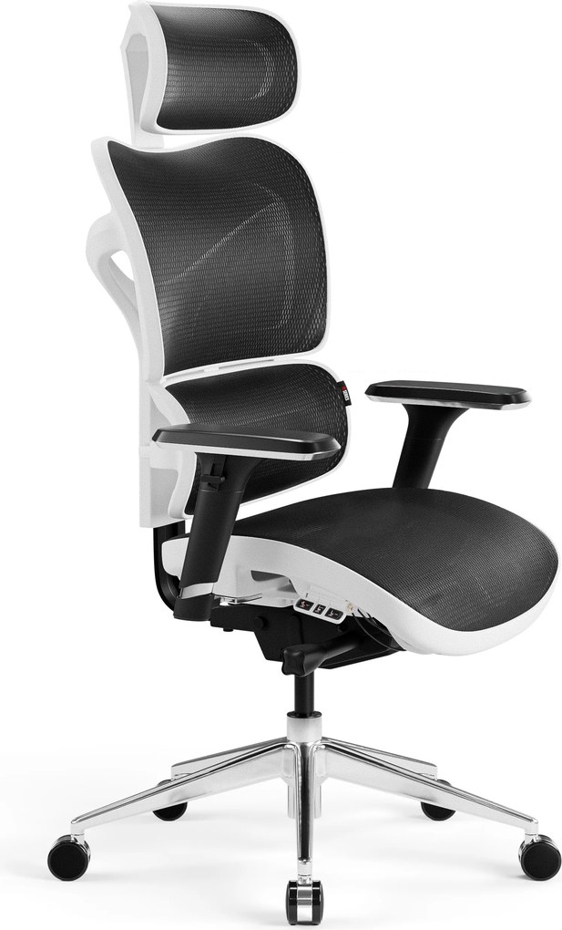 Ergonomická kancelárska stolička, bielo-čierna: Diablo V-Commander
