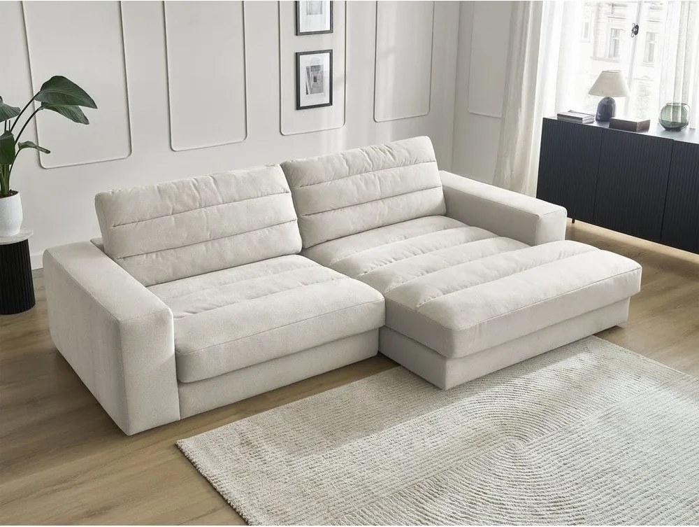 Béžová zamatová rohová pohovka (pravý roh/s leňoškou) Sierra – Bobochic Paris