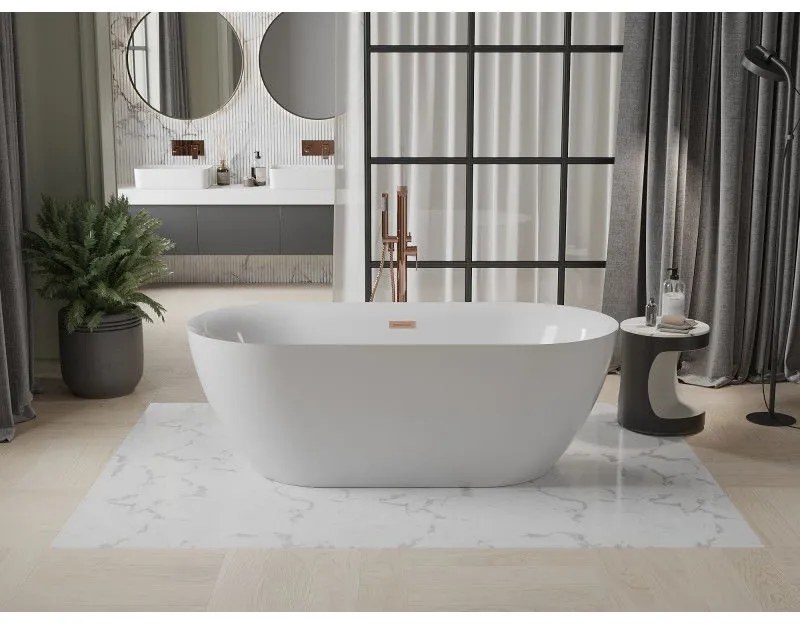 Mexen Roxy, voľne stojaca vaňa 170 x 80 cm, biela, ružové zlato prepad, 51201708000-60