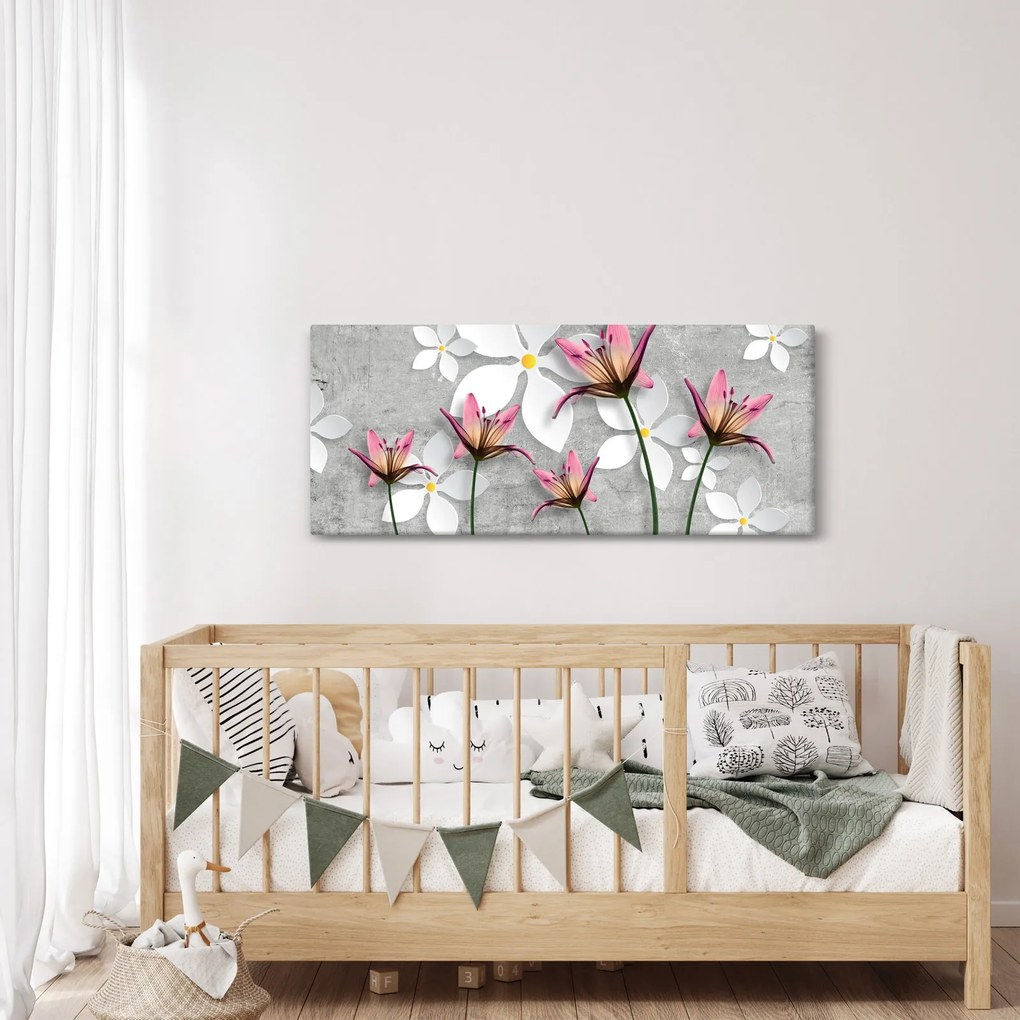Obraz kvetinové abstrakcie (120x50 cm)