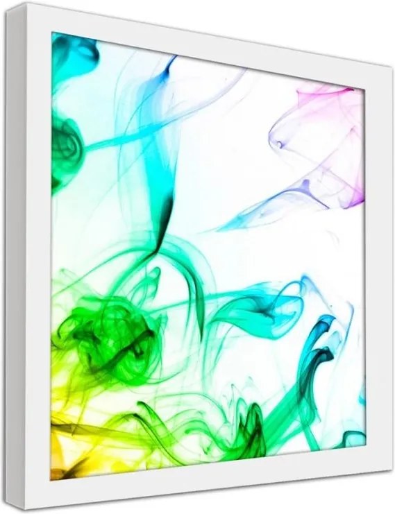 CARO Obraz v ráme - Abstract Colored Smoke Biela 20x20 cm
