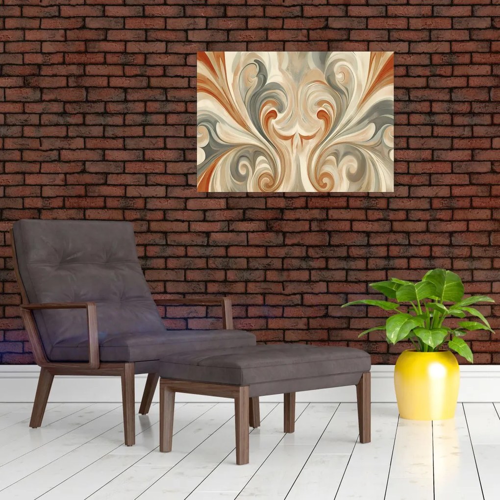 Sklenený obraz - Vír v zemitých farbách (70x50 cm)