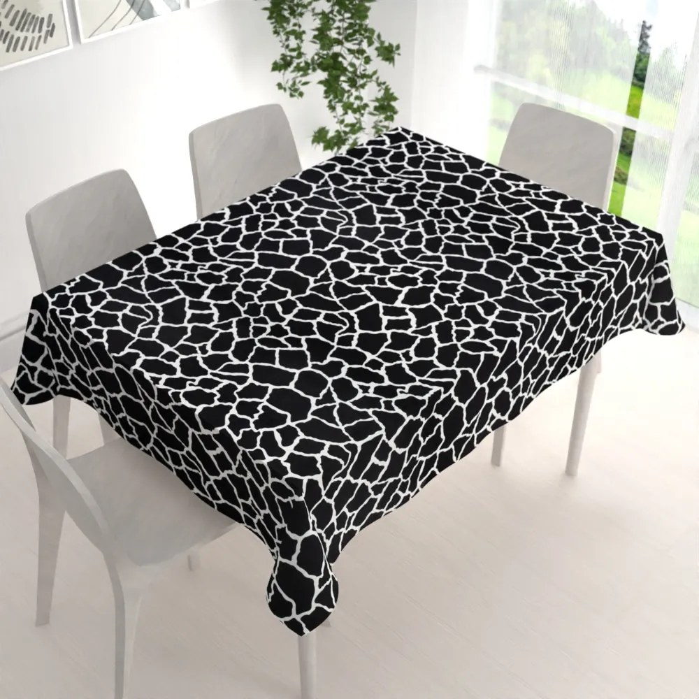 Biante Zamatový obdĺžnikový obrus Tamara TMR-015 Čiernobiely žirafí vzor 60x100 cm
