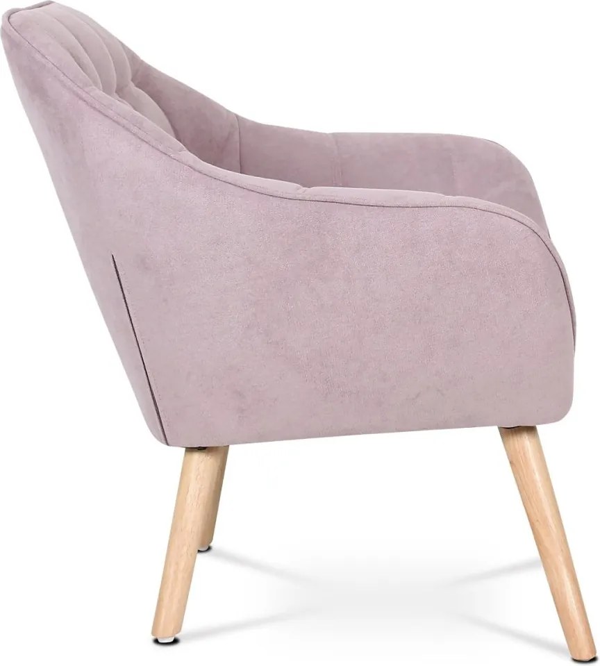 Relaxační křeslo ASPO — masiv, látka, růžová