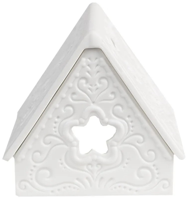 Biely porcelánový svietnik chalúpka House Fairy - 8*7*7 cm