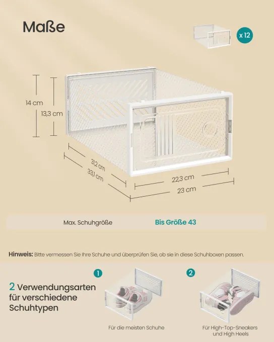 Úložné boxy na topánky LSP106W12V2