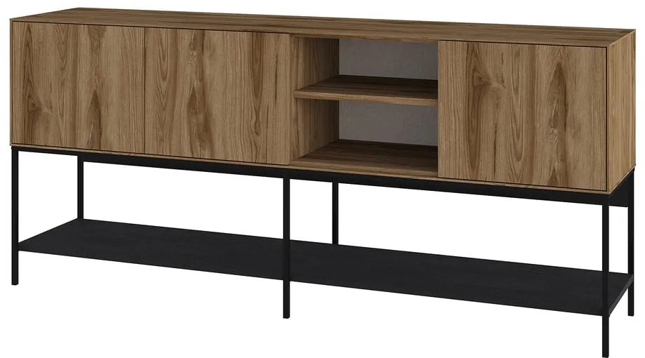 Komoda v dekore duba v čierno-prírodnej farbe 180x80x40 cm Amira – Marckeric