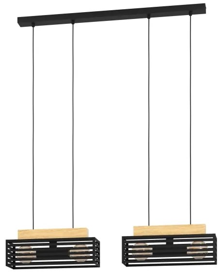 Eglo 390164 - Luster na lanku CIDRAZ 4xE27/40W/230V čierna/hnedá