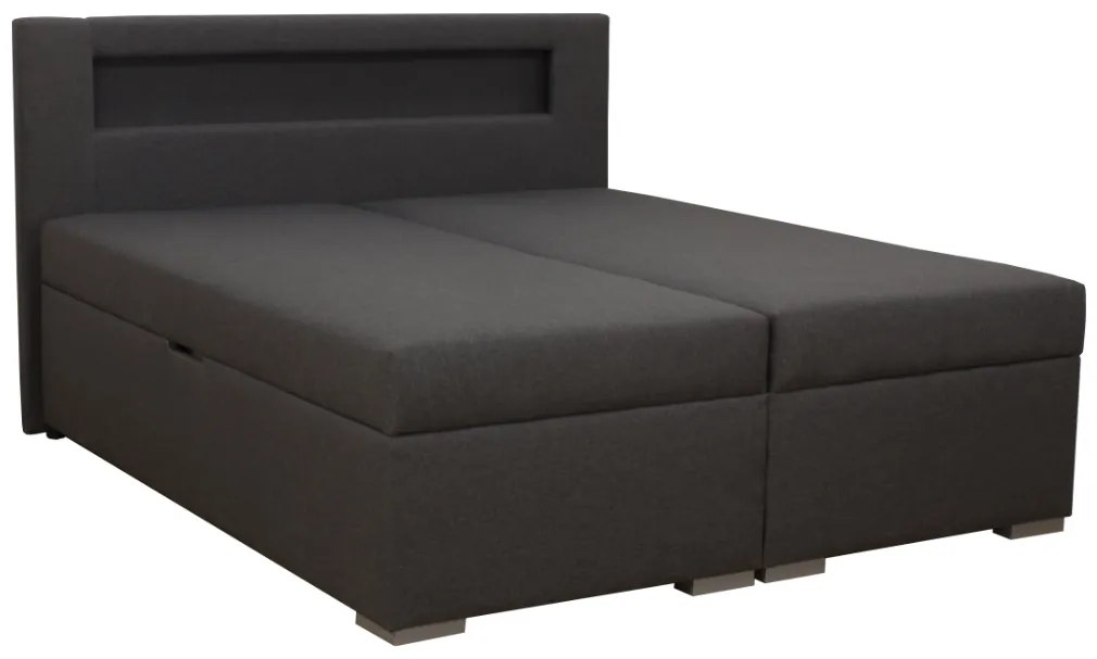 Čalúnená posteľ s úložným priestorom Bolero 160 Typ farebného prevedenia: Savana hnedá 25, Typ čela: C - LED osvětlení