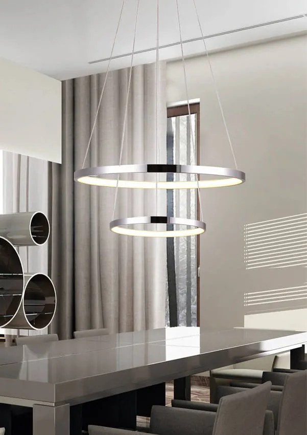 Candellux Chrómové závesné LED svietidlo Lune okrúhly 50cm 40W 32-64769