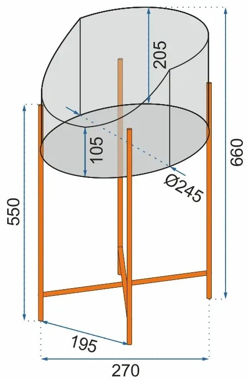 Loftový stojan na kvety 66 cm