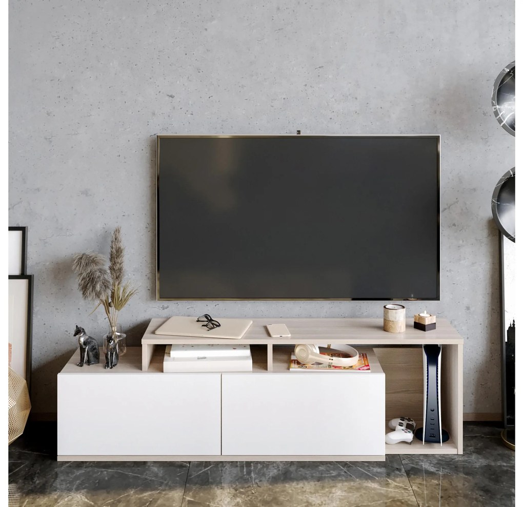 TV stolík/skrinka Neru (cordoba + biela). Akcia -16%. Vlastná spoľahlivá doprava až k Vám domov. 1102389