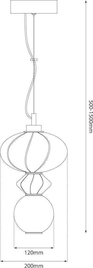 Závesné svietidlo Ascoli, 1x zelené/modré/biele sklenené tienidlo, b