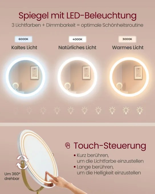 Toaletný stolík so zrkadlom a taburetkou RVT619W01