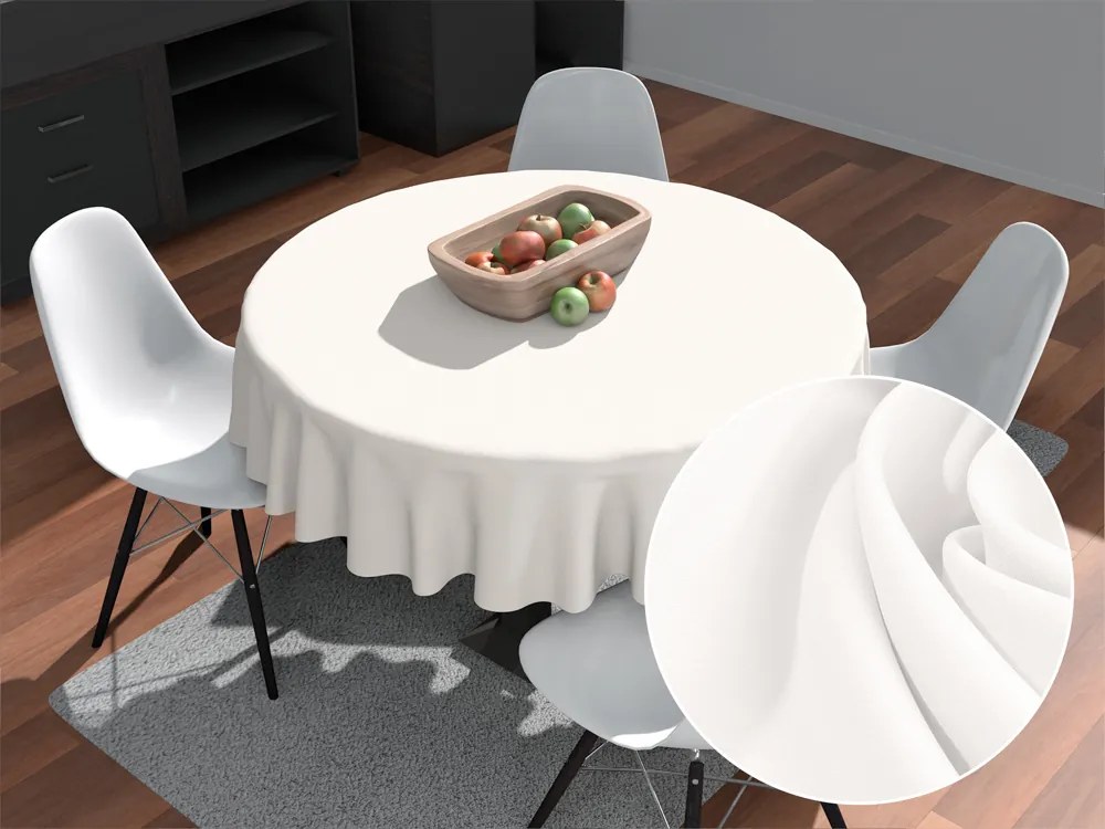 Biante Dekoračný okrúhly obrus Rongo RG-032 Krémový biely Ø 120 cm