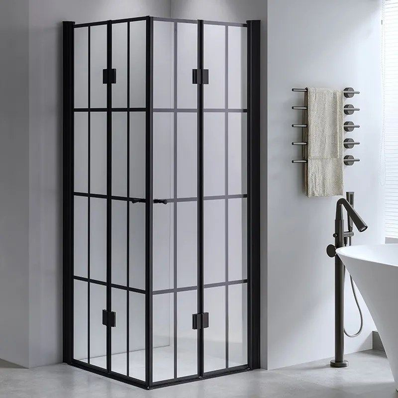 BPS-koupelny Štvorcový sprchový kút HYD-SK08B-M 90x90 čierna/transparent - bez vaničky