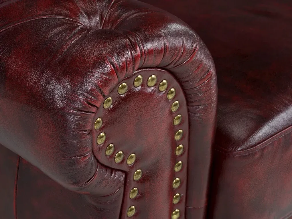 furniture-nabytek.cz - Pohovka Chesterfield Hereford 2-miestna z pravej kože, červená