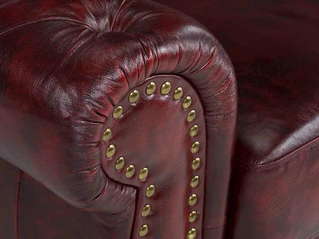 furniture-nabytek.cz - Pohovka Chesterfield Hereford 2-místná z pravé kůže, červená