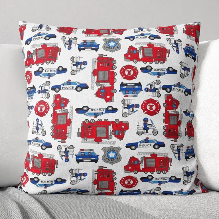 Goldea detská bavlnená obliečka na vankúš - hasiči a policajti 45 x 45 cm