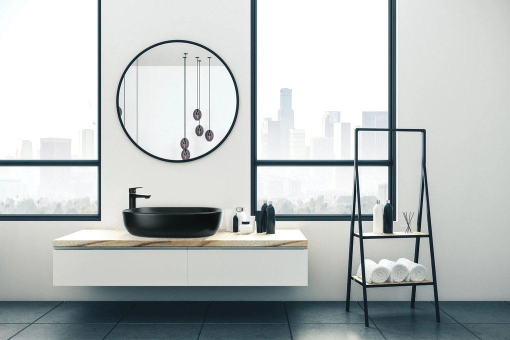 Invena Teja, umývadlo na dosku 600x420x145 mm, čierna matná, INV-CE-09-005-C