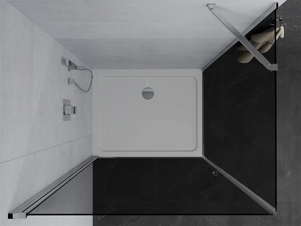 Mexen Pretoria, sprchovací kút 100 (dvere) x 70 (stena) cm, 6mm šedé sklo, chrómový profil + biela sprchová vanička, 852-100-070-01-40-4010