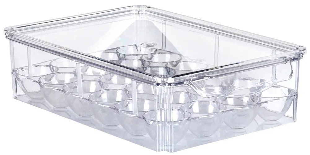 VILDE Úložný box na vajíčka, organizér na 24ks vajec, akryl transparentný