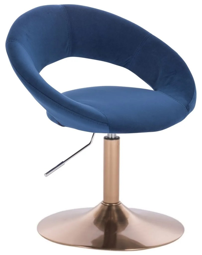 LuxuryForm DESIGN Stolička NAPOLI VELUR na zlatom tanieri - modrá