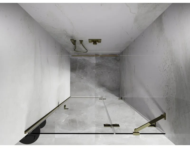 Mexen, Mexen Lunar pravé otočné sprchové dvere 125 cm, transparentné, zlaté - 834-125-000-50-00-P