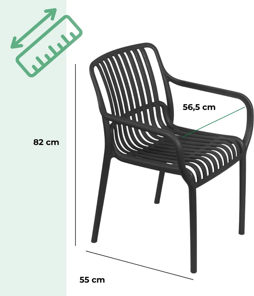 Záhradná stolička LUISE, set 4 ks, antracitová I.P.A.E-Progarden