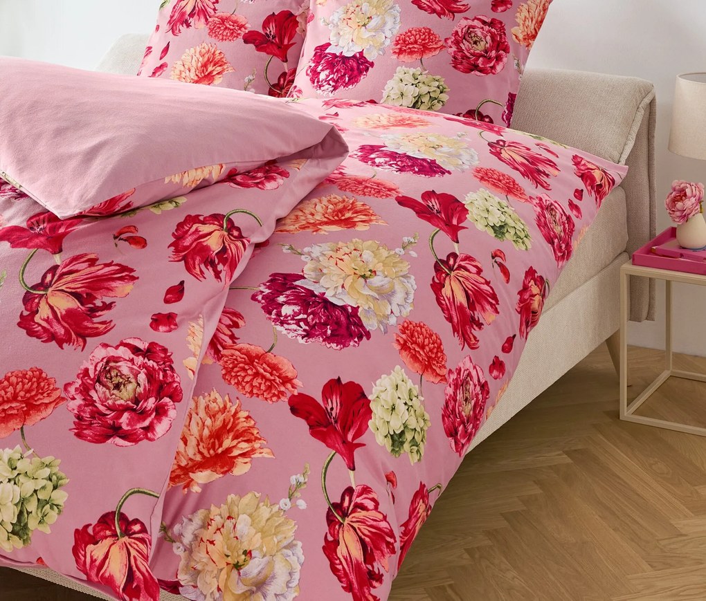 Flanelová posteľná bielizeň, štandardná veľkosť, ružová