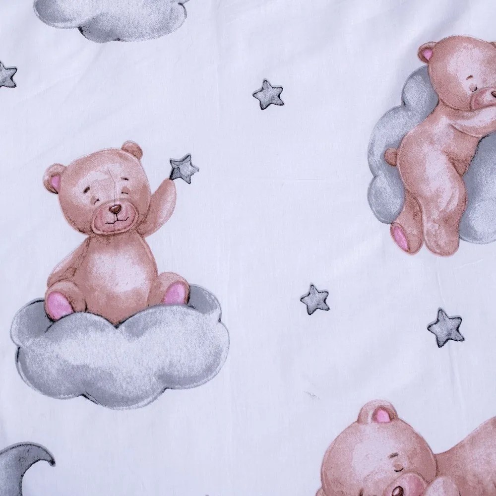 Biele bavlnené detské obliečky do postieľky 100x135 cm Teddy Bear "Ribbon" – Jerry Fabrics