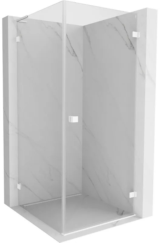 Mexen Lunar-B L pravý výklopný sprchový kút 70 x 70 cm, číre sklo, biela, 832L-070-070-20-00-P