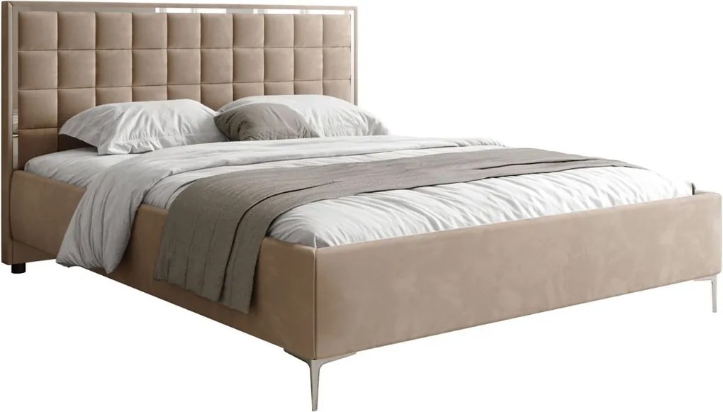 ČALÚNENÁ POSTEĽ NOEMI SILVER 160x200 S ROŠTOM ROYAL VELVET 170