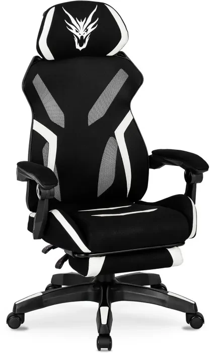 JAKS Herná stolička čierno biela látka Maximo