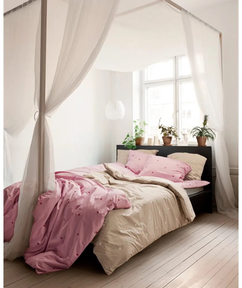 Béžové obliečky na jednolôžko z bavlneného perkálu 140x200 cm Daisy – JUNA