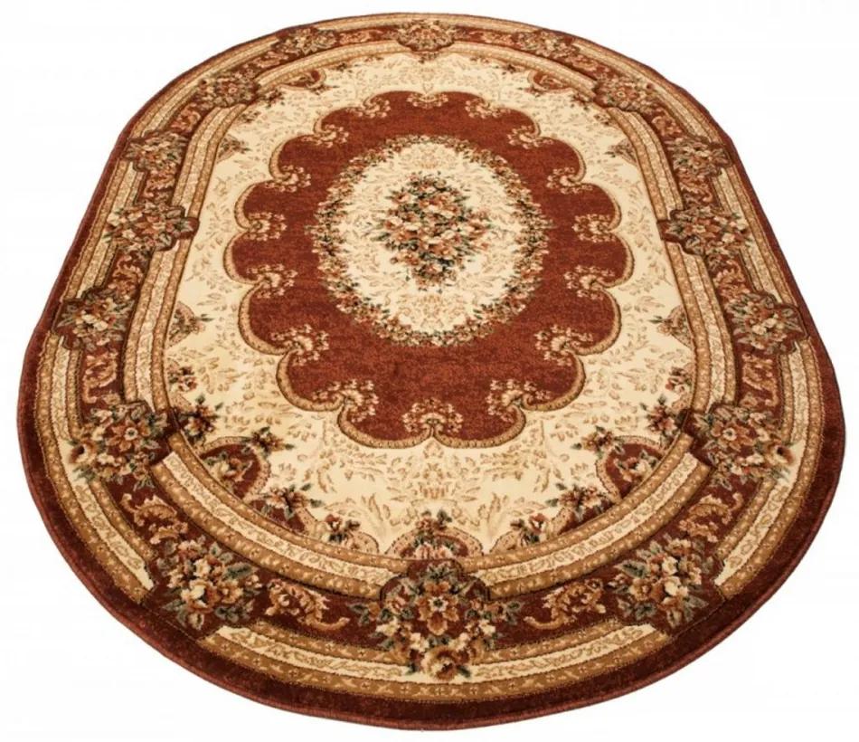 Kusový koberec klasický vzor hnedý ovál, Velikosti 140x190cm