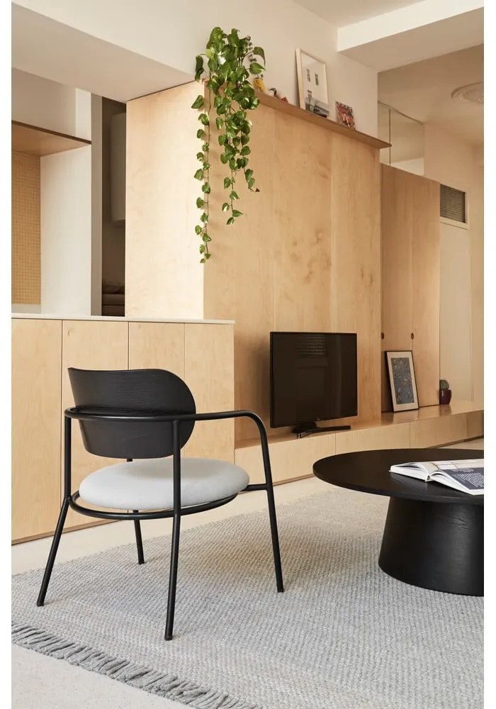 Čierno-sivé kreslo v dekore jaseňa Eclipse - Teulat