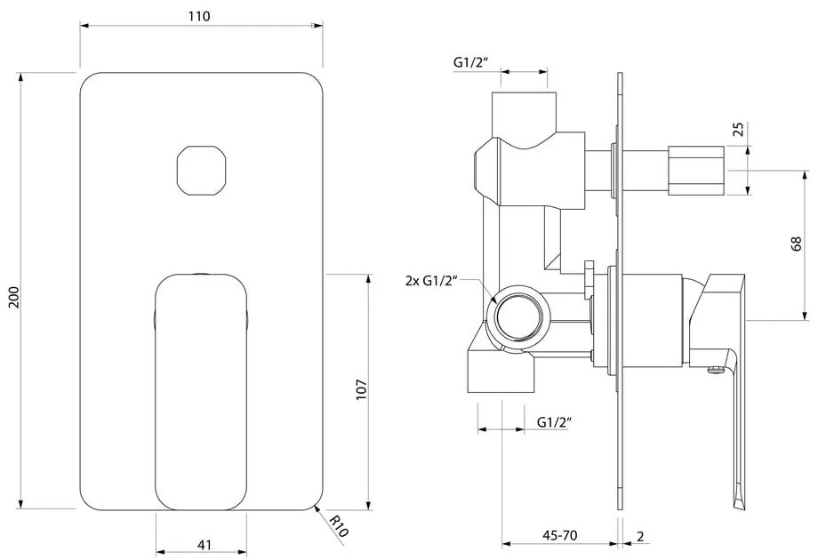 Podomietková sprchová batéria v lesklej striebornej farbe (2 výstupy) Spy – Sapho