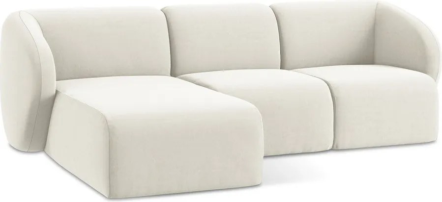 Béžová zamatová rohová pohovka (ľavý roh/s leňoškou) Lani – Makamii