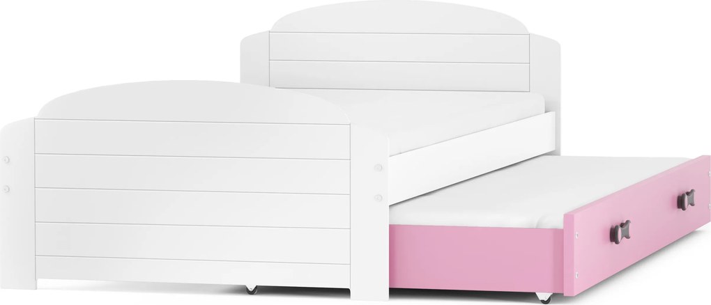 Posteľ s prístelkou LILI 200x90 Biela - Ružová