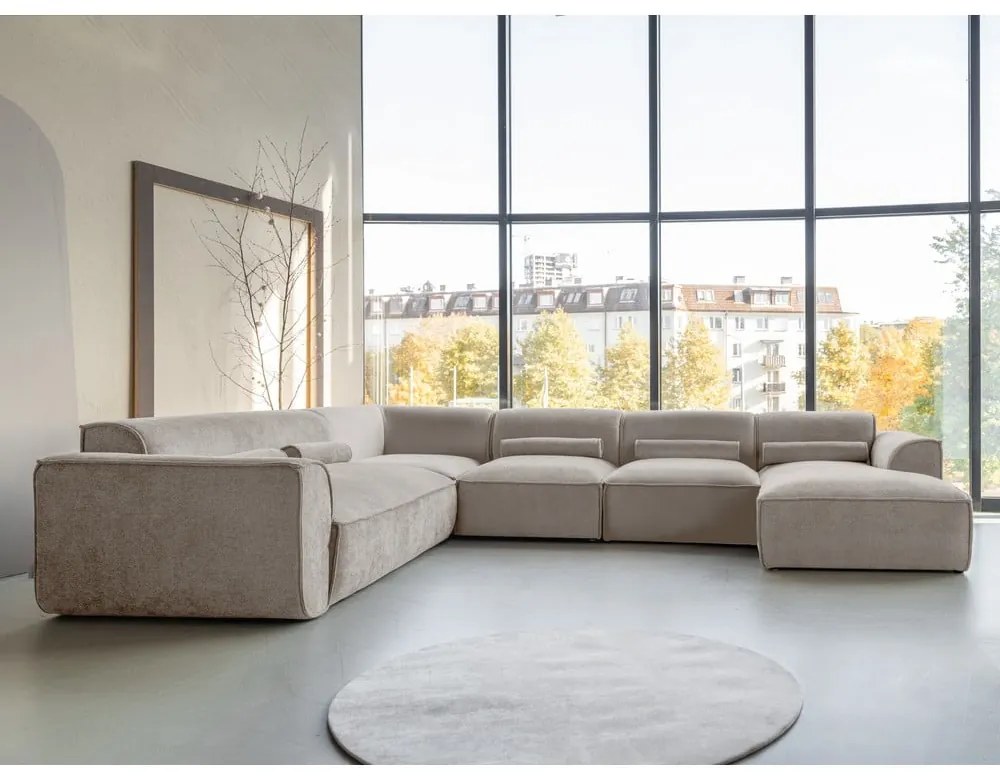 Béžová rohová pohovka (ľavý roh/do tvaru "U") Flex Felix – Miuform