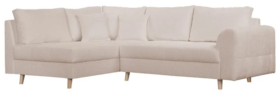 Béžová rohová pohovka z textílie buklé (ľavý roh) Ariella – Ropez