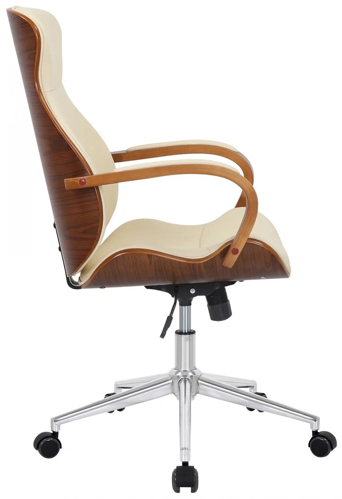 Design-Shop Kancelárska stolička Melilla - drevo orech - Krémová